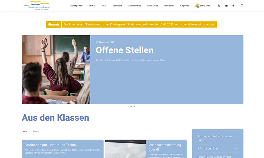 Internetauftritt Schule Merenschwand