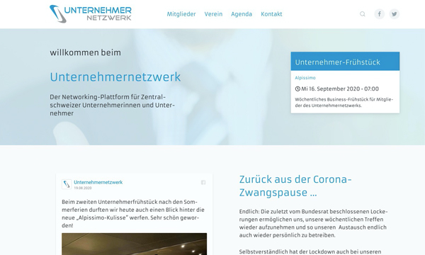 Internetauftritt unternehmernetzwerk.ch