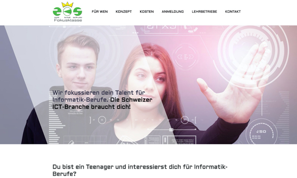Internetauftritt fokusklasse.ch